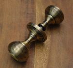 Reeded / Beehive Style Antique Brass Door Rim Knobs - unsprung (XL439)